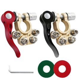 2pcs Battery Terminal Clamp Connectors, 4 Way Quick Release Disconnect Car Battery Terminal for SAE/JIS Type A Posts, Compatible with Cars, Vans, Trucks and More