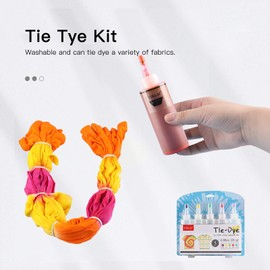5 Colors DIY Tie Dye Kits Fabric Dye Set Fabric Paint 120ml/bottle with Rubber Bands Gloves Self-Sealing Bag Apron for Kids Adults BBZY