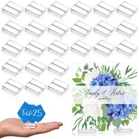 Acrylic Name Card Holder 1.2 Inch Place Card Holders Stands Clear Table Number Stands Wedding Sign Holders Card Display Stand for Table Wedding Photos Office Menu Meeting (100 Pieces)