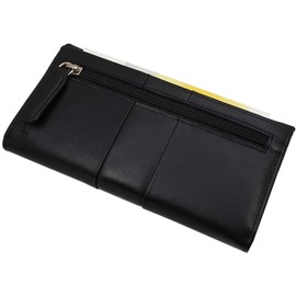 Large Elegant Cowhide Nappa Leather Women's Purse/Purse/Wallet/Purse with RFID & NFC Protection in Black or Cherry Red, black, Elegant