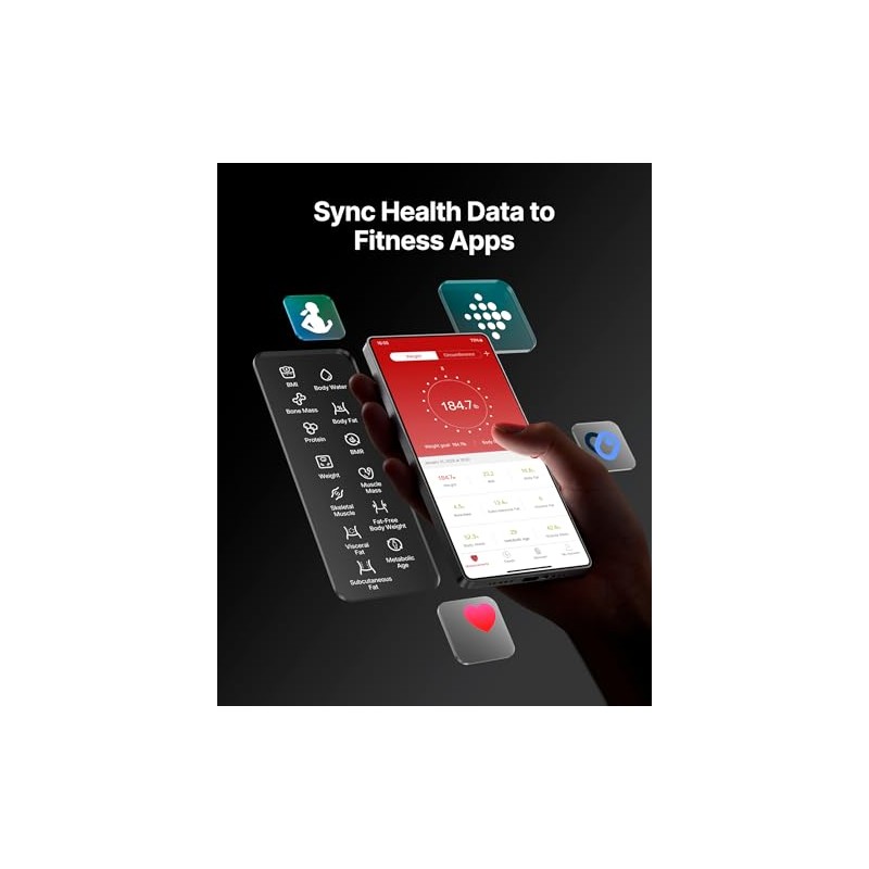 FITINDEX Smart Scale with BMI, Body Fat, Muscle Mass, Scale