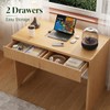 40 Inch Fluted Desk with 2 Drawers, Modern Wooden Desk