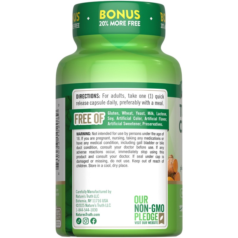 Nature's Truth Turmeric Curcumin | 120 Capsules | with Black