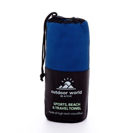 Outdoor World Travel Microfibre Towel Quick Dry, Compact, Ultra Lightweight, High Absorption Bath Towel for Vacation, Swimming, Hiking, Camping, Yoga, Gym, Exercise 50 x 30cm (2 x Dark Blue, X-Small)
