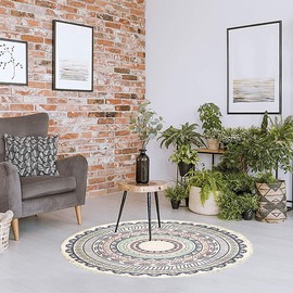 LIULA Round Cotton Rug Woven Tassel Throw Rug Washable Area Rug for Living Room Bedroom Kitchen Bathroom-3FT-Boho