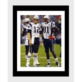 Framed Tom Brady and Randy Moss - New England Football - Autograph Replica Print (Black, 16x20)