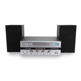Victor VDTS-4450 Milwaukee 50 Watt Desktop CD Stereo System with Bluetooth, Square VU Meters, Remote Control, and Detached Speakers – Ideal for Home or Office Music Listening