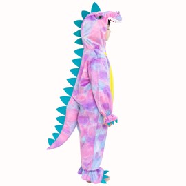 DearSun Child's T-Rex Dinosaur Costume Dinosaur Costume for Kids Fancy Dress Costume Hooded Romper Jumpsuit (M/110, Purple)