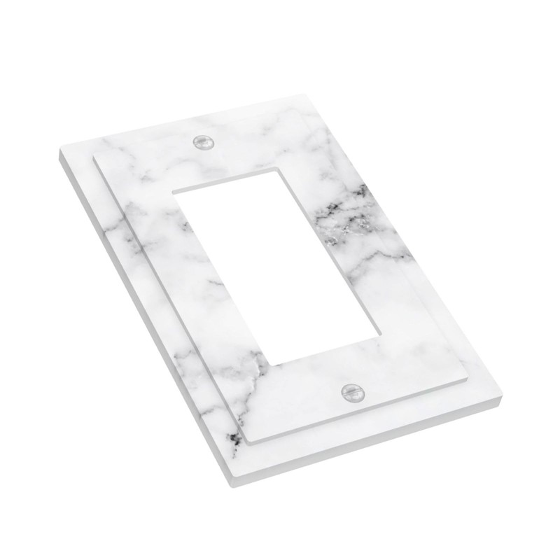 ybclf White Gray Marble 1 Gang Single Rocker Light Switch