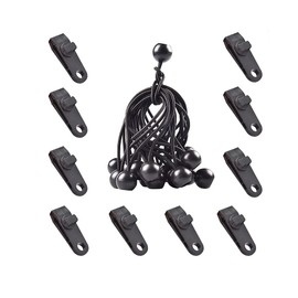 Tiardey Pack of 20 Tarp Clips Duty Lock Grip, Holder for Tent Fixing Clips, Pool Awning Cover, Bungee Cord Clip, Car Cover Clamp - 10 Clips + 10 Black Fluorescent Rubber Bands
