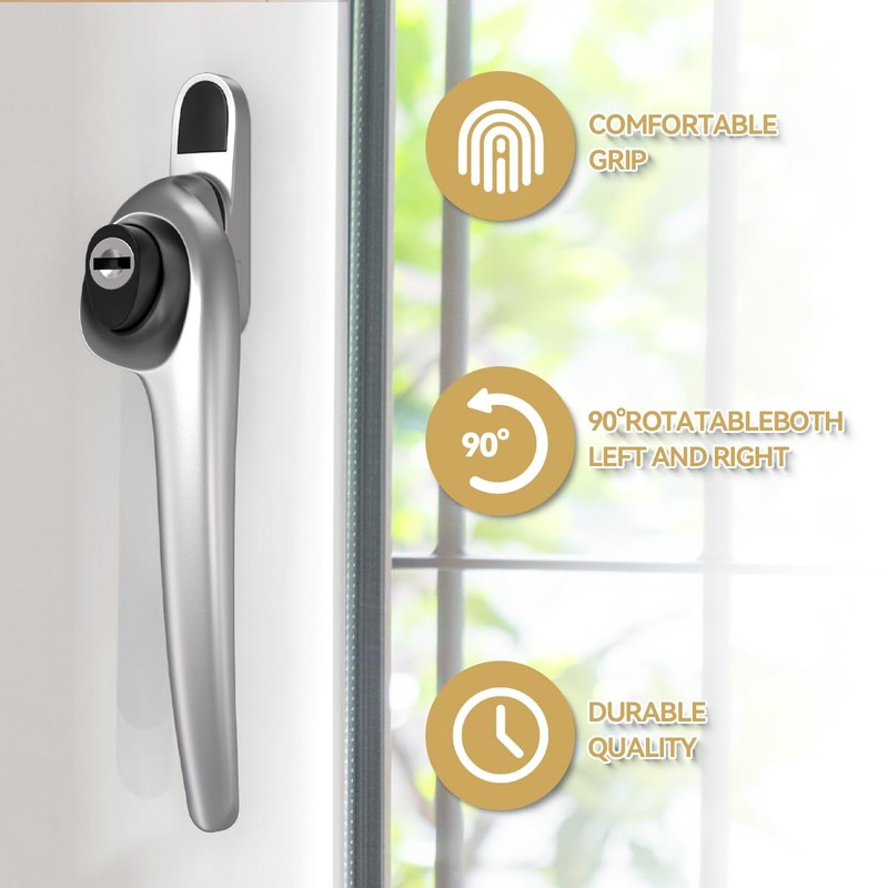 Bwintech 4 Pcs Offset Satin Chrome UPVC Zinc Alloy Window