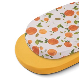 TILLYOU Baby Bassinet Sheets for Girls Boys, Fit for Hourglass Oval Rectangle Bassinet Mattress Sheets, 33”X16”, 2 Pack Orange Flavour & Orange