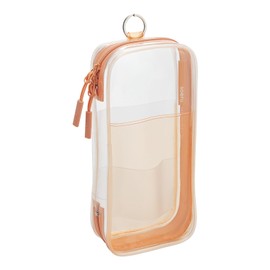 Lihit lab. Cosmetic Case, Lihit Lab soeru Center Zip Pencil Case Apricot Tea