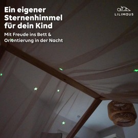 lilimaus House Bed Canopy with Luminous Stars - Bed Canopy House Bed Decoration - Gift Girls & Boys - Canopy Bed Curtains for 90 x 200 cm and 120 x 200 cm Children's Beds - Luminous Stars Children's