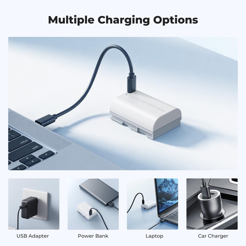 K&F CONCEPT LP-E6P Battery, 2520mAh USB-C R6 Mark III Battery