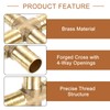 QUARKZMAN Pack of 6 Brass 4-Way Pipe Fittings, 1/4 Inch