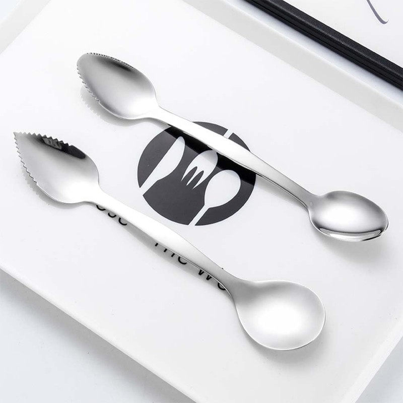 2 Packs Grapefruit Spoons Double-Headed Grapefruit Spoons Stainless Steel Spoon
