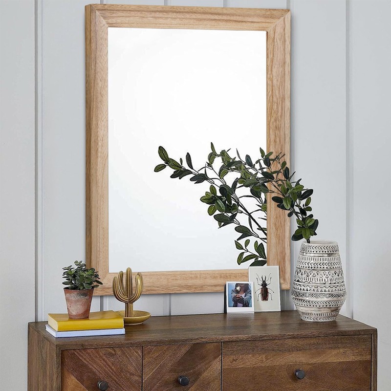 AAZZKANG Rustic Mirrors for Wall Rectangle Wooden Frame Hanging Mirror