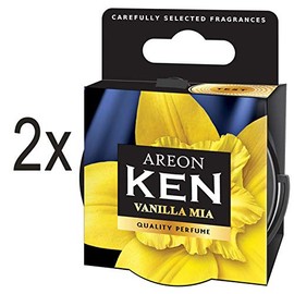 AREON Ken Car Air Freshener Vanilla Mia Tin Top Up Adjustable Vented Lid Multi Pack of 2