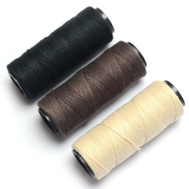BLUPLE Professional Weaving Threads 3 Rolls for Making Wigs, Hand Sewing, Hair Extensions, Hair Extensions, DIY (Black, Beige, Brown)