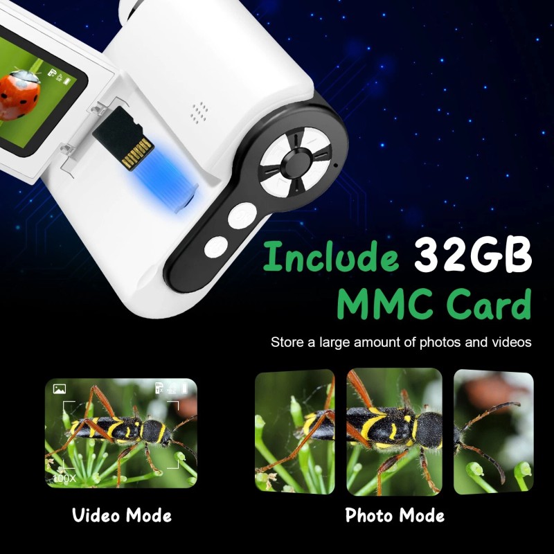 iMounTEK 4K Kids Microscope 2" IPS Screen 1000X Handheld Digital