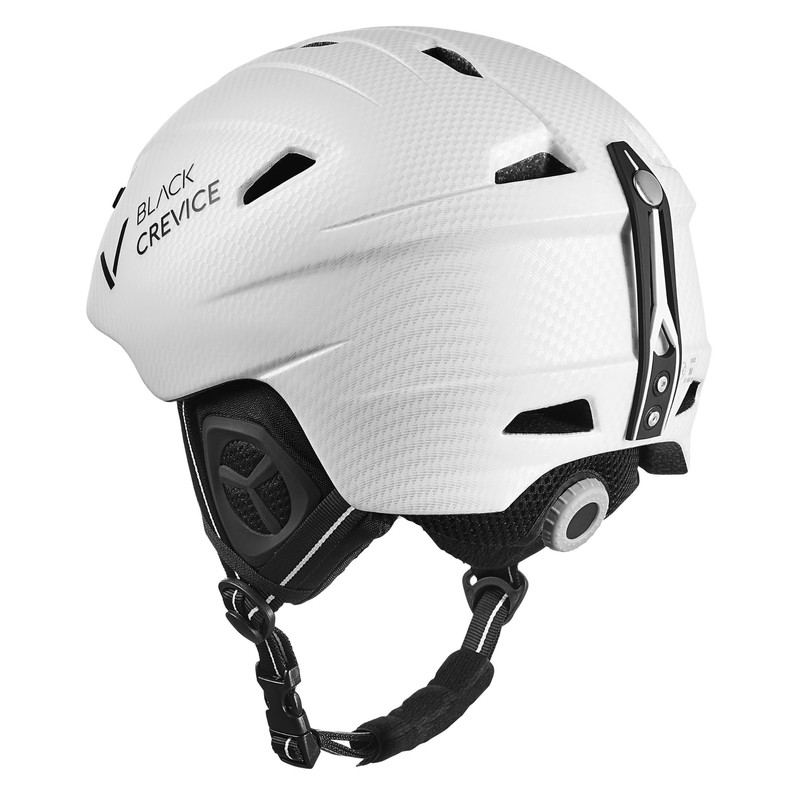 Black Crevice Adult Ski Helmet Stripe, Matt White Carbon/Black, XS