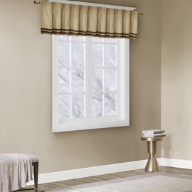 Dune Microsuede Striped Window Valance Beige 50" x 18"