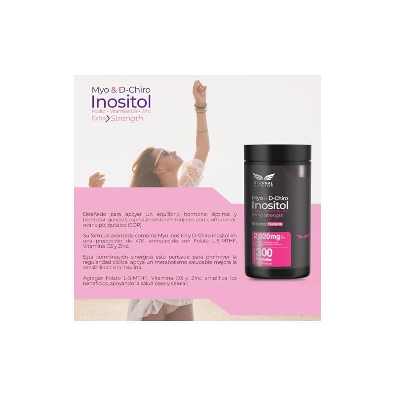 Eternal Nutrition Essentials Inositol Myo Chiro 300 Cápsulas Folato Metilado