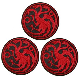 Yerchic House Targaryen Patch Iron On Sew On Embroidered Patches for Jacket Shirts Jeans Backpack Sewing Decorating DIY Craft 3IN(3 pcs)