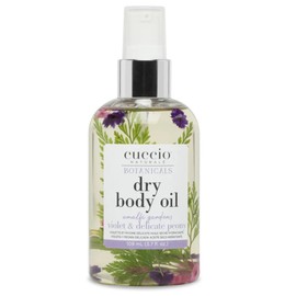 Cuccio Dry Body Oil - Violet & Delicate Peony Floral Infusion, Lightweight Fast-Absorbing & Non-Greasy Moisturizer for Soft, Glowing Skin, 3.70 Fl Oz