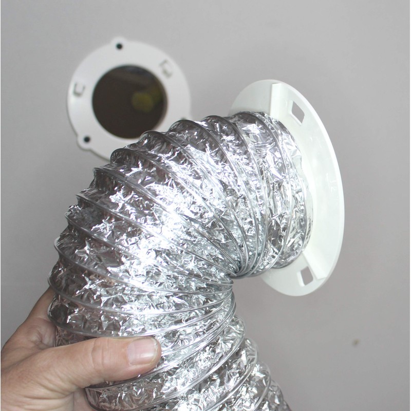 Conector de grifo para secadora de color blanco a pared