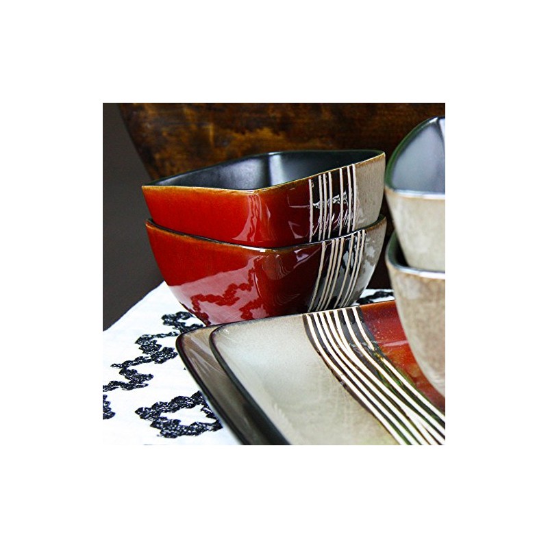 Elama 16 Piece Double Bowl Stoneware Dinnerware Set with Service