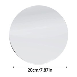 DARENYI 8 inch Glass Round Mirror, Frameless Wall Mounted Mirror Self Adhesive Circle Mirror, Round Mirror Plate Trays for Home Bathroom Living Room