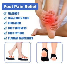 Barefoot Arch Support for Plantar Fasciitis Relief, Upgraded Non-Slip Wearable Arch Support, Buil-in Gel Pads for Flat Feet High & Fallen Arch Unisex (Black)