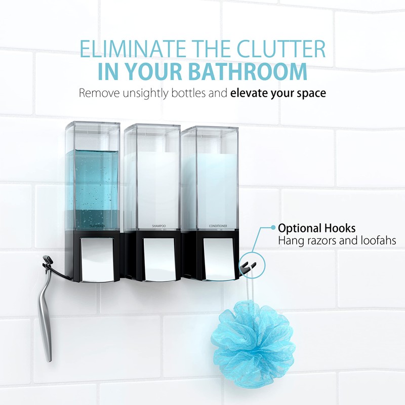 Better Living Products 77384 CLEVER Soap and Shower Triple Dispenser,