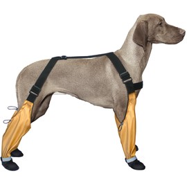 Outdoor Waterproof Dog Boots, Dog Paw Protector for Small Medium Dogs, Dog Shoes Nonslip for Snow Rain, Anti-Slip Dog Shoes with Suspenders (L)