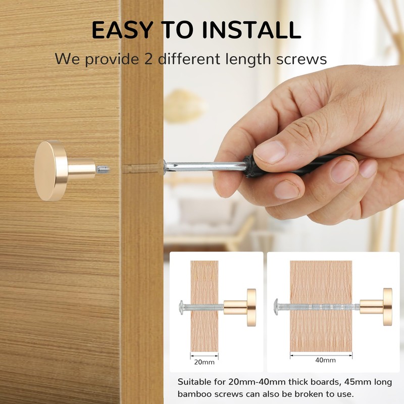 CVIUYO 6 Pcs 30mm Round Cabinet Knobs, Gold Drawer Knobs,