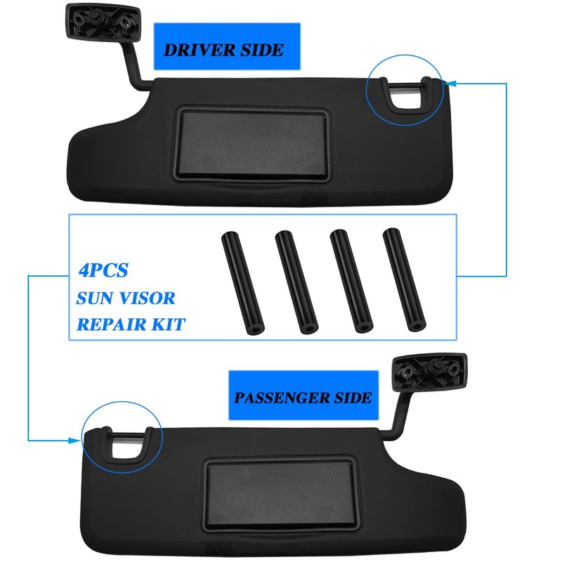 Sun Visor Repair Kit for Jeep Wrangler JK JKU 2007-2017,Sunvisor