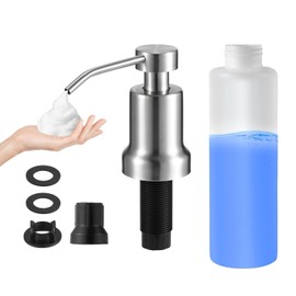 COLAYERIST Foaming Soap Dispenser for Kitchen Sink, Kitchen Bathroom Soap Dispenser Pump, Foaming Hand Soap Dispenserr, Stainless Steel Foam Soap Dispenserr with 21oz Under Counter Plastic Bottle