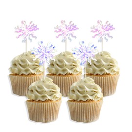 WELANE Foil Firework Cupcake Toppers, 20 PCS Plastic Sparkle Tinsel Cocktail Food Fruit Toothpicks for Birthday, Wedding, Graduation Party Decoration (Pink, White)