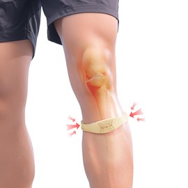 Rodilleras Deportivas, 2 Banda Rotuliana, Material de Silicona, Compresión Elástica Ajustable, Compresión Mejorada de 360° Alivia Dolor de Rodilla, Apto para Todo Tipo de Deportes (Beige)