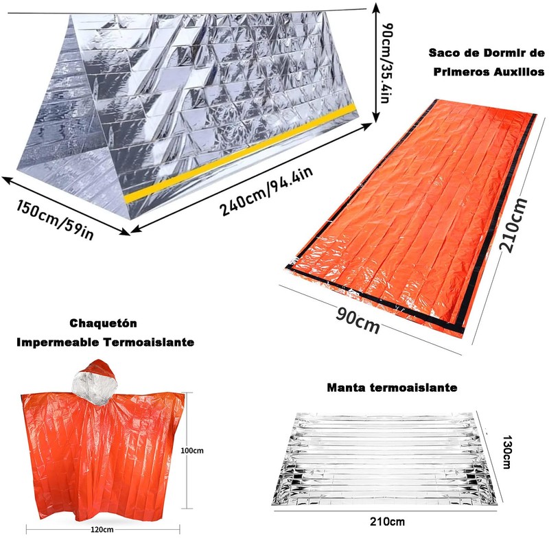 Outdoor Insulated Survival Kits-Emergency Blankets(5 Pack),1 Emergency Sleeping Bag,1 Emergency