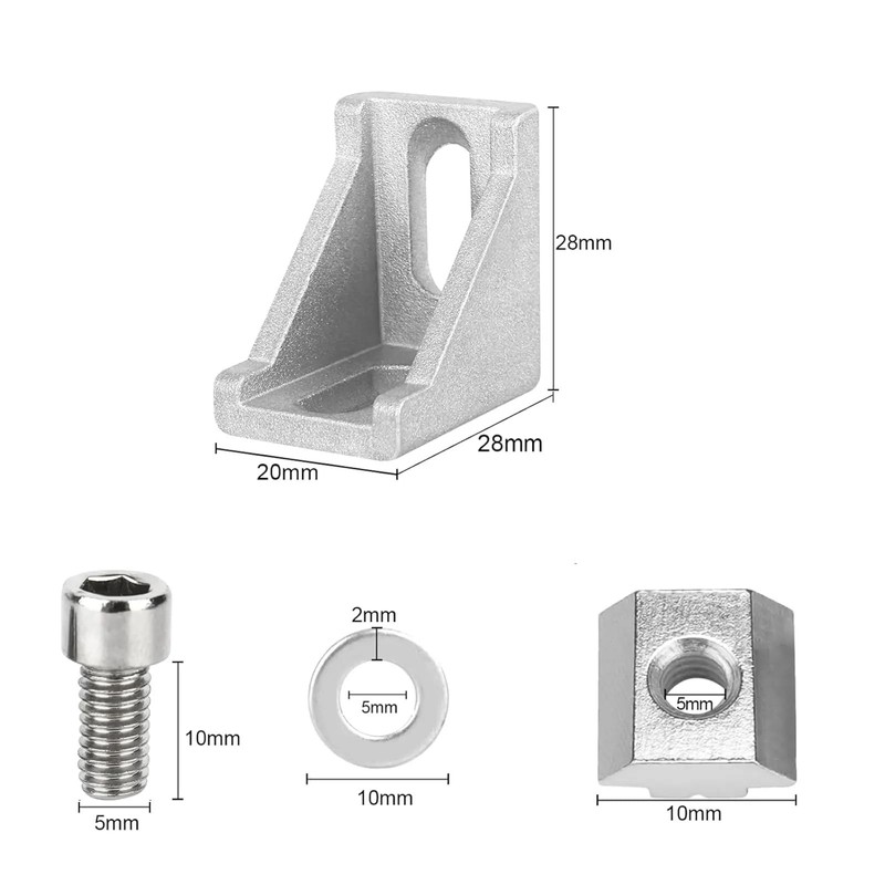 Bohaner 20 x Mounting Material Angle Aluminium Profile 20 x