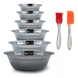 Patagonia Home Set 6 Bowls Acero Inox 18-20-22-24-26-28cm + Brocha Espatula