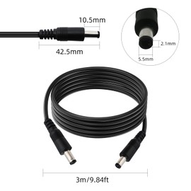 IMIYORE DC5.5x2.1mm 12V Male to Male Cable 18AWG Male to Male Extension Cable 12V Emergency Power 5521 Connector(9.8ft-2pcs)