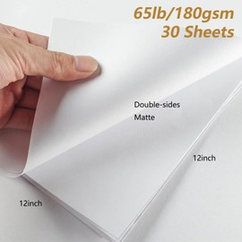 White Cardstock 12x12inch Blank Scrapbooking Paper 65lb/180gsm 30 Sheet Heavy Weight Cardboard Paper for Painting, Card Making and Craft Projects, White