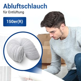 VIOKS Exhaust Hose, Dryer, 6 Metres, White, Air Conditioning Hose, 125 mm Diameter, Made of PVC, Dryer Hose, Air Conditioning Hose, Air Conditioning Dryer, Exhaust Hose