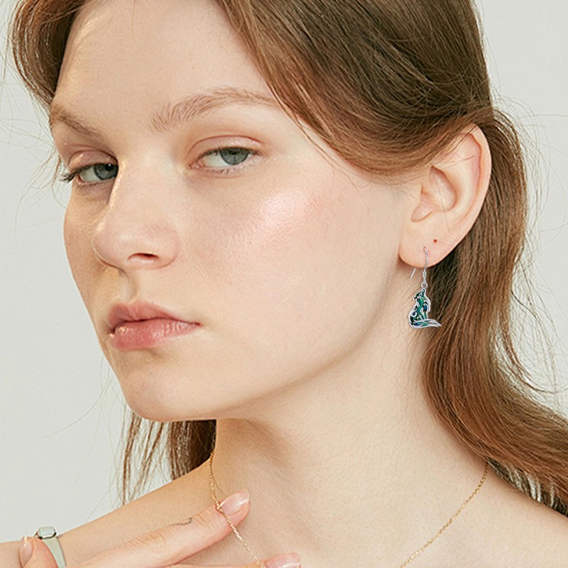 ONEFINITY Wolf Earrings For Women 925 Sterling Silver Abalone Shell