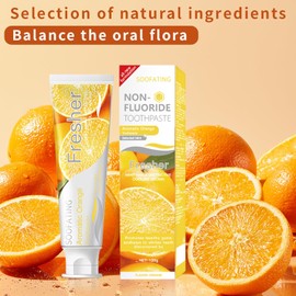 SOOFATING - Non-Fluoride Fresh Breath Deep Cleaning Orange Flavor Toothpaste for Sensitive Teeth Whitening Tooth Strengthens Teeth Enamel and Gums 4.23oz-3Pack