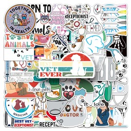 Cute Veterinary Stickers 50 Pack Laptop Stickers,Funny Veterinarians Vinyl Waterproof Stickers for Water Bottles Skateboard Scrapbook Bike Computer,Phone,-Graffiti Stickers Pack for Teens Girls Kids